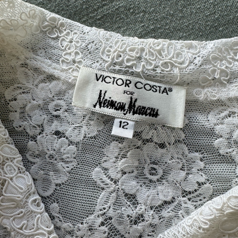 Victor Costa Neiman Marcus White Lace Romantic Blouse Vintage Cottagecore Top 12 - Picture 5 of 6